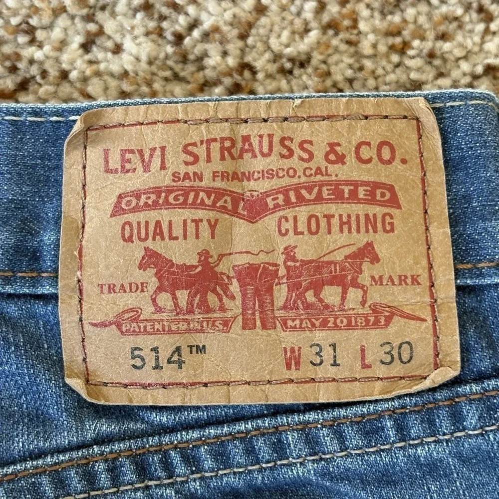 Levi's 514 Slim Straight Jeans Men 31x30 Medium Wash Cotton Zip‎ Fly Pockets
